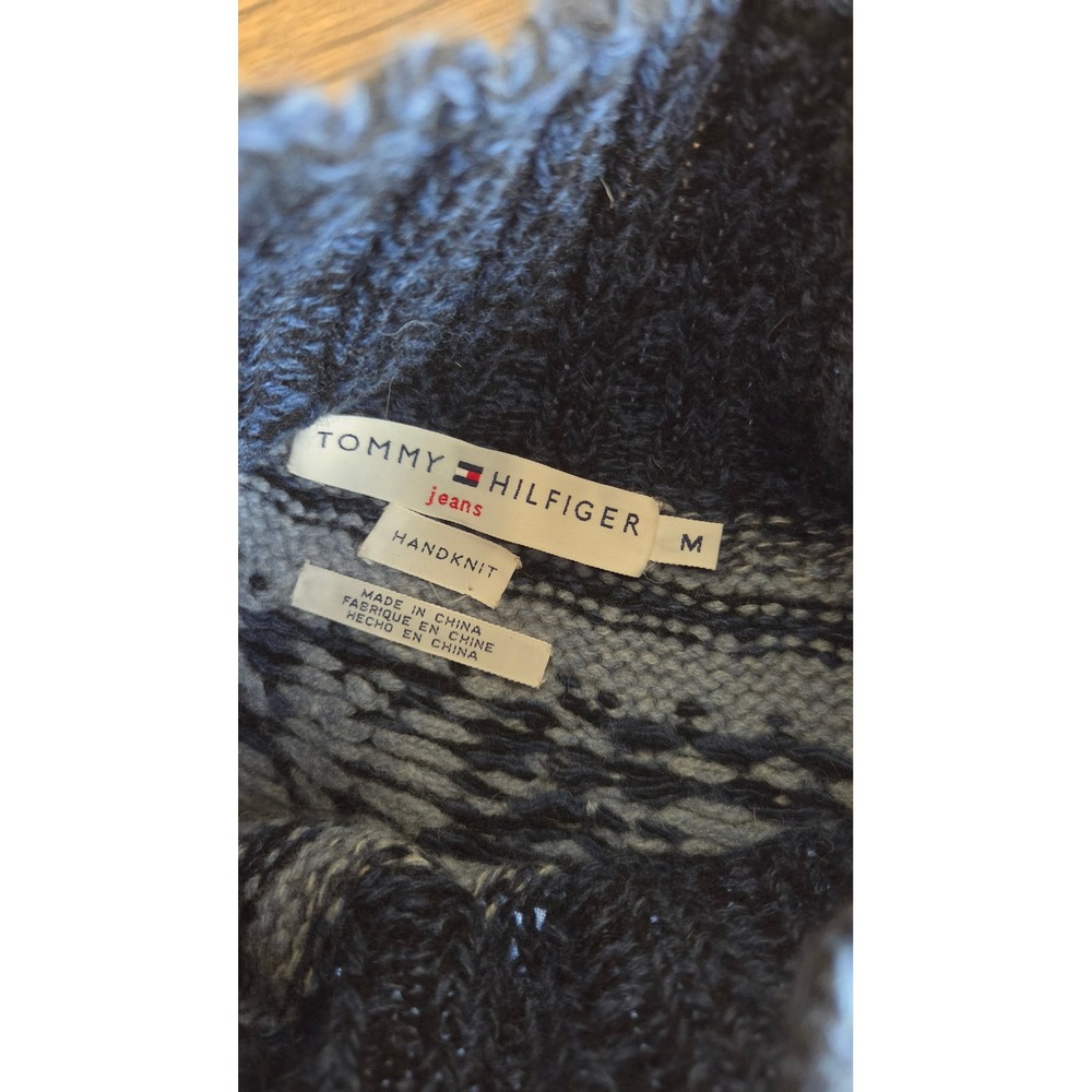 Vtg Tommy Hilfiger Handknit Lambswool Fair Isle Nordic Mockneck Sweater Womens M - Picture 4 of 7